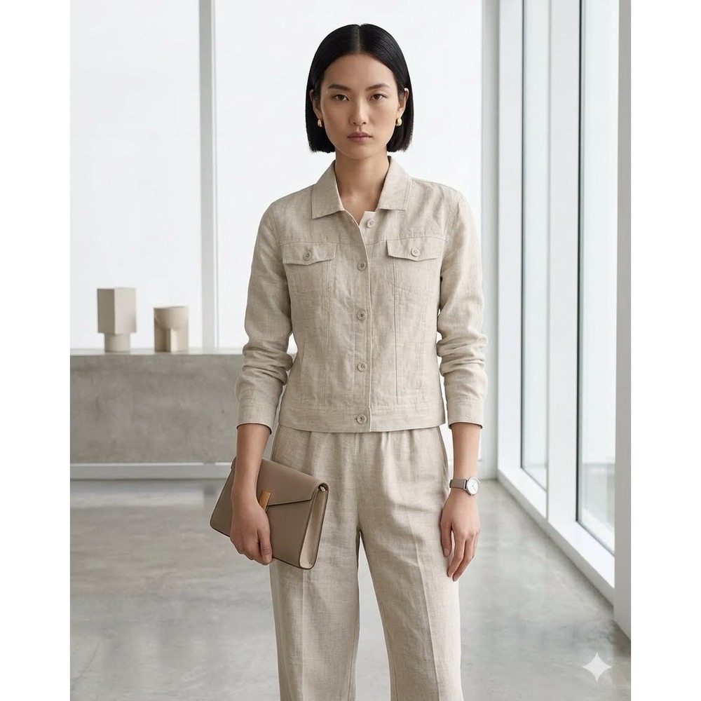 Quince S 100% European Linen Jacket Flax Minimalist Jacket Quiet Luxury Elevated